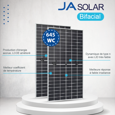 PANNEAU JA SOLAR 645Wc Bifacial JAM78D40 MB